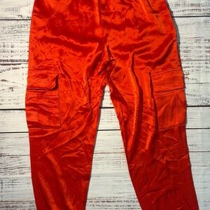 Alice + Olivia Radiant Red Cargo Joggers Size S